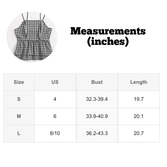 Black and White Gingham Cami w/ Ruffle Hem, Small - Picture 3 of 16